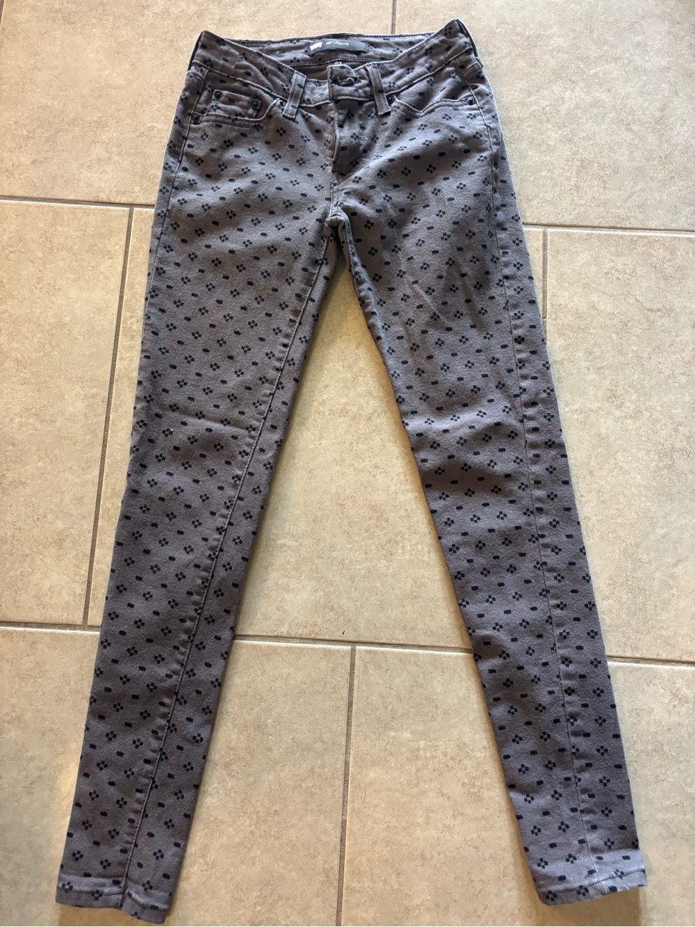Levi's Gray Skinny Jeans with Small Black Floral Print